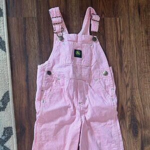 John Deere Pink Stripped Overalls- Toddler 18 Months Girls
